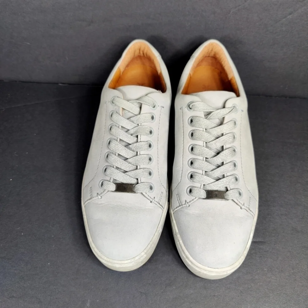 Frye Ivy Low Gray Leather Sneakers Casual Lace Up Camo Sole Women's Shoe Size 7M
